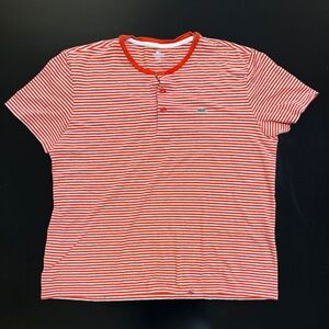Lacoste Red and White Striped Short Sleeve Tee